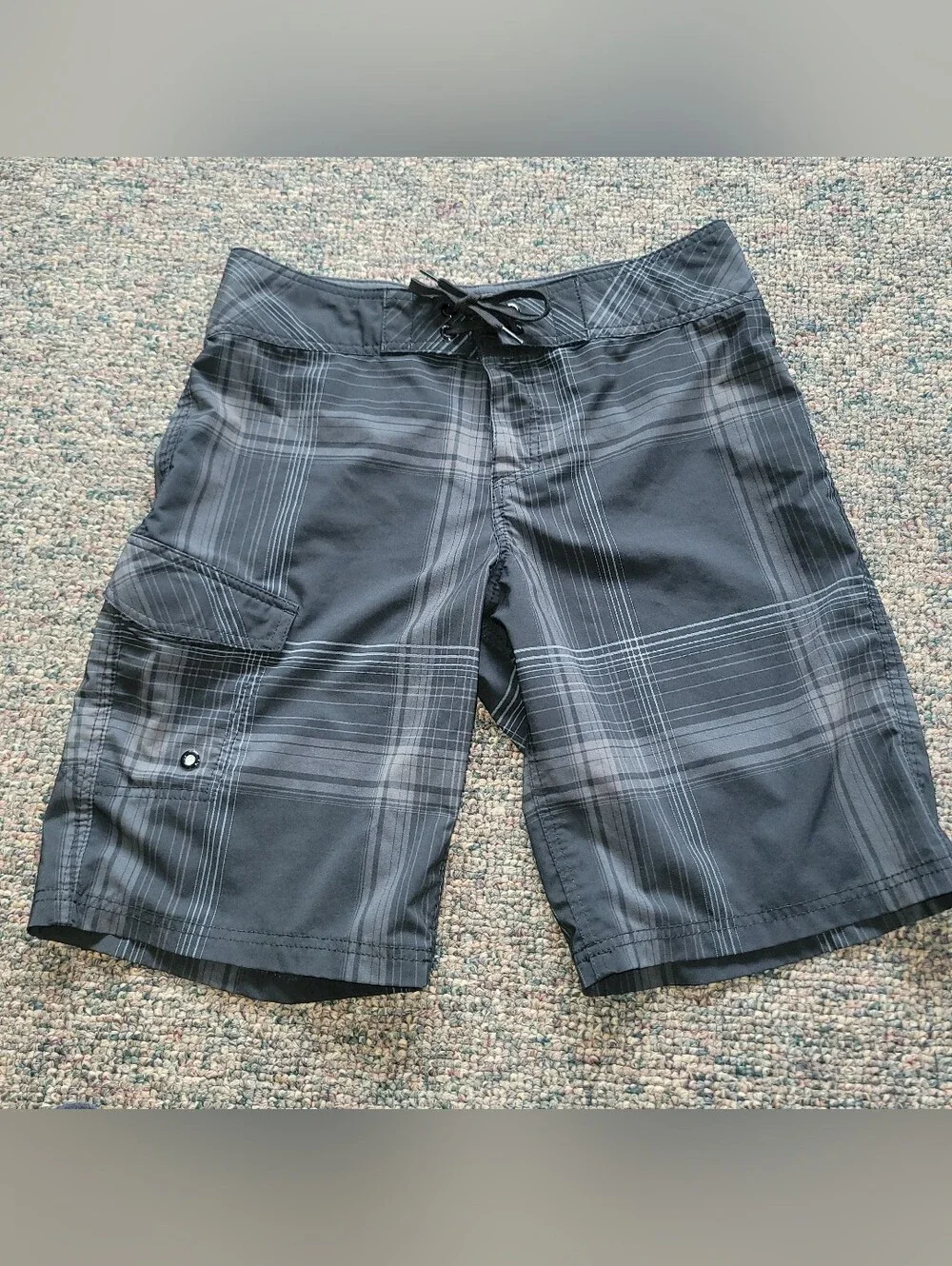 Men's Black Plaid - Classic Boardshorts
